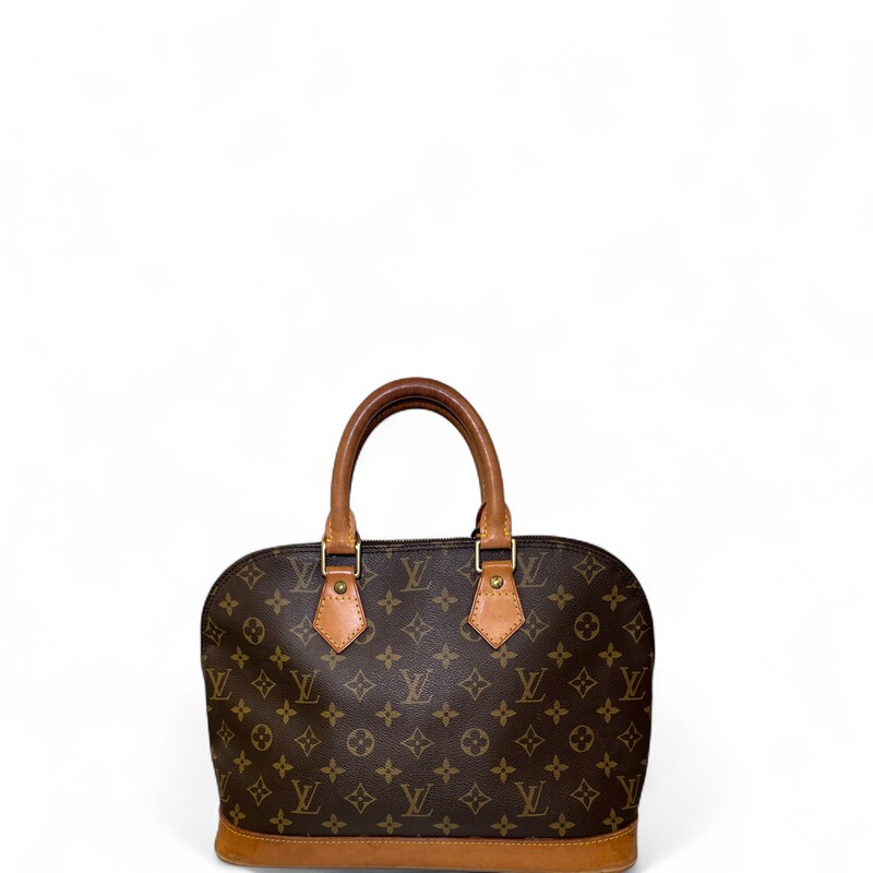 Louis Vuitton Alma Mongram PM

Date Code: BA0945

Dimensions: 12 L x 9 H inches

In very good condition. Some water marks and wear at the base of the bag. Some natural patina of the leather. No lock or key.

Does not come with original dust bag or box.