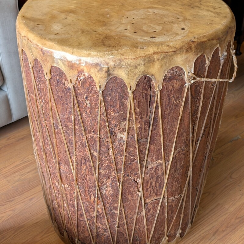Ceremonial Pueblo Drum, Hide, TreeTrunk
22w x 30h