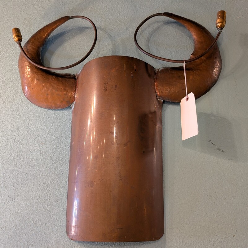Spanish Bull Head Copper Sconce, Copper, 2 Light
25w x 27h x 4d