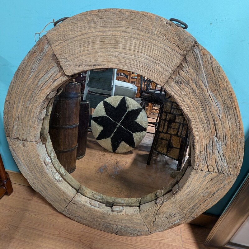 Oak Wagon Wheel Mirror