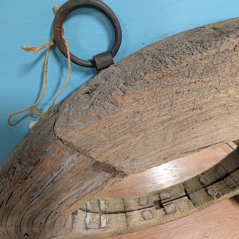Oak Wagon Wheel Mirror, Antique, 46in  Round