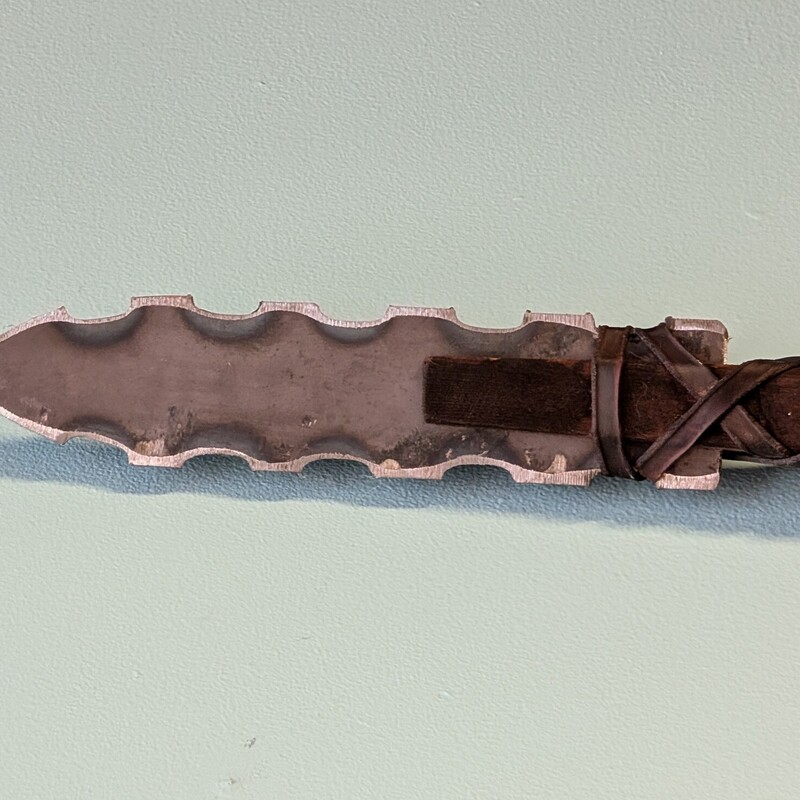 Spear W/metal Head Beads, Leather, Rabbit Fur
56in