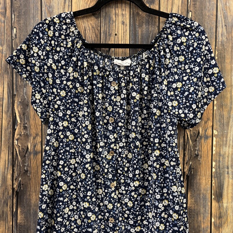 Blue Flower Button Blouse