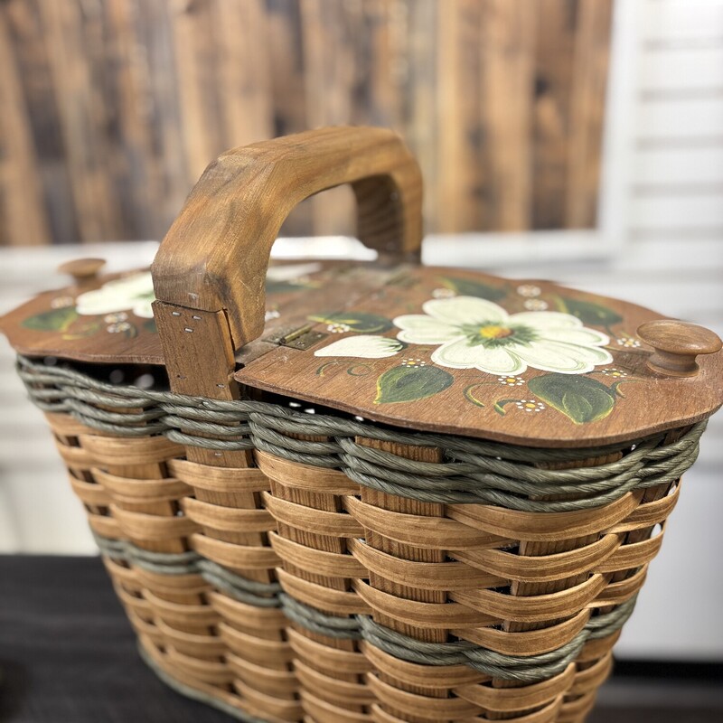 Flower Picnic Basket, Size: 9x18x11 In