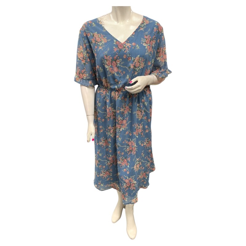 Floral, Blue/mul, Size: 3X