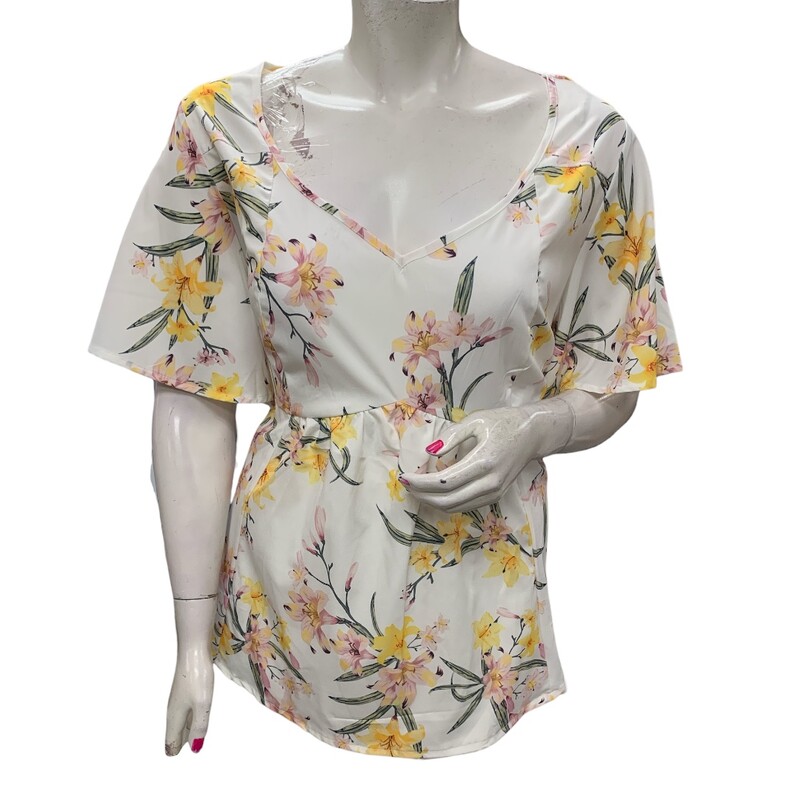 Bloomchic, White/yl, Size: 3x
