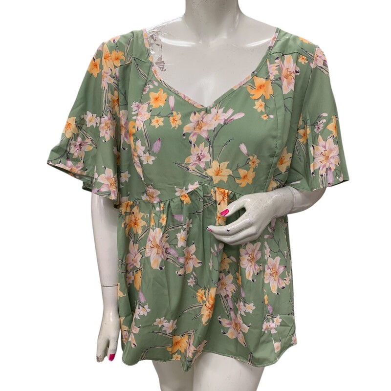 Bloomchic, Green/mu, Size: 4X