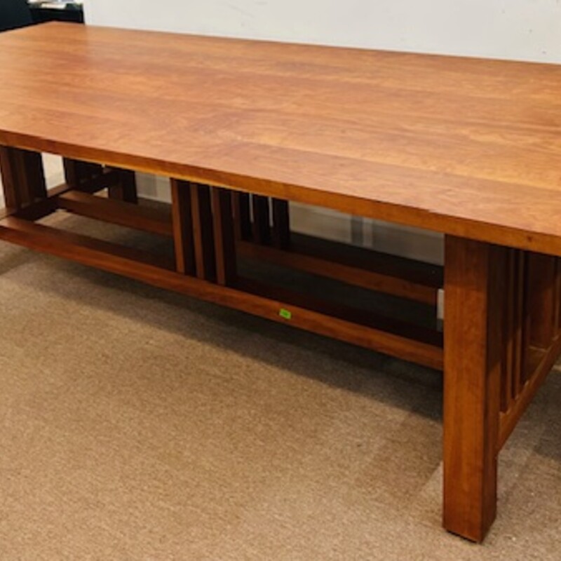 ThomasMoser Arts&Crafts Dining Table
Solid Cherry
Size: 48x110L
Custom Made by Thomas Moser, founded over 50 years ago in New Gloucester, Maine,  with the intent of restoring the lost art of making furniture well. Today, some 70 men and women in their  workshop continue to craft pieces the same way we did at the beginning: one piece, one craftsman, one signature. We rely on sustainable North American hardwoods, traditional joinery executed by hand, and individual workmanship. We are guided by our mission to build furniture that celebrates the natural beauty of wood, is of simple, unadorned, graceful lines, and is crafted for a long, useful life.
Retail $15K