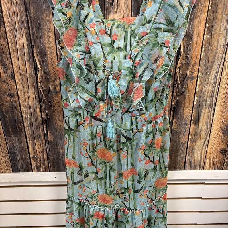 Green Tropical Dress, Size: L
