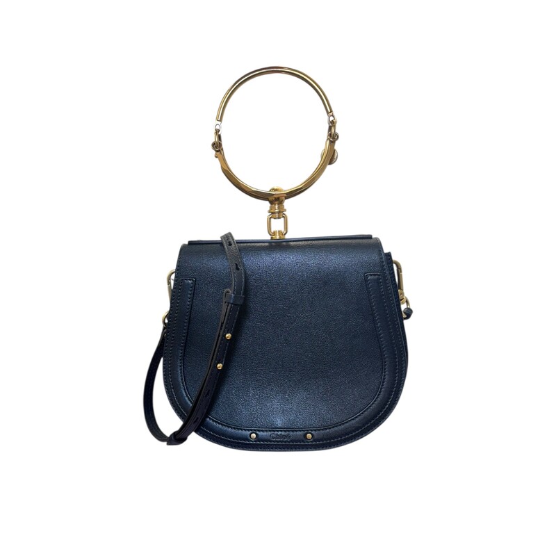 Chloe Nile Crossbody Medium Black Leather<br />
<br />
Code: C0278X<br />
<br />
Dimensions:<br />
10W x 8H x 3D<br />
4 handle drop<br />
18-21 strap drop<br />
<br />
In very good condition. Light indentations on the back of the bag from the gold handle.<br />
<br />
Does not come with the original dust bag or box.