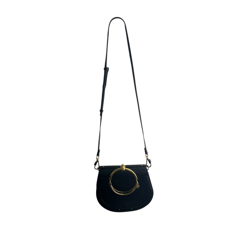 Chloe Nile Crossbody Medium Black Leather<br />
<br />
Code: C0278X<br />
<br />
Dimensions:<br />
10W x 8H x 3D<br />
4 handle drop<br />
18-21 strap drop<br />
<br />
In very good condition. Light indentations on the back of the bag from the gold handle.<br />
<br />
Does not come with the original dust bag or box.