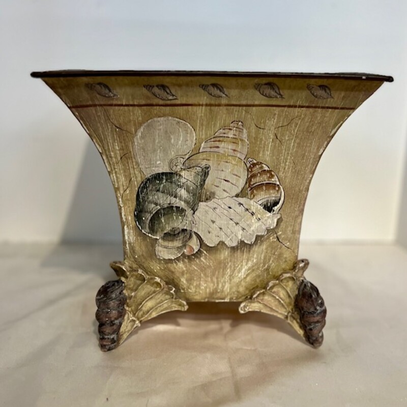 Shell Footed Metal Vase