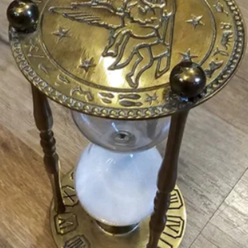 Vtg Brass ZodiacHourglass