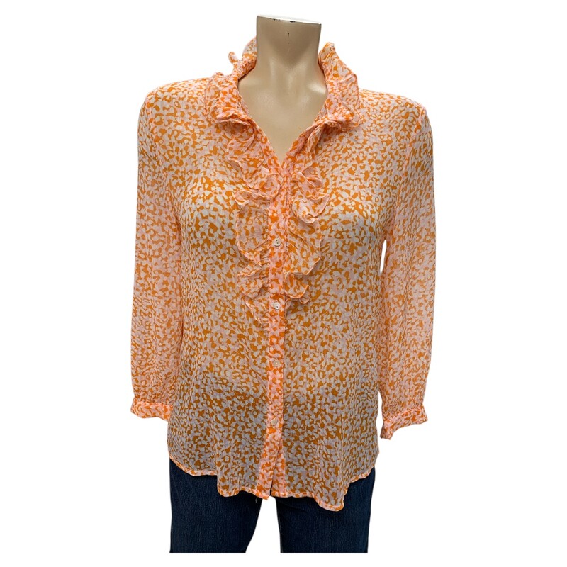 French Connection Top, Orng/whi, Size: S
