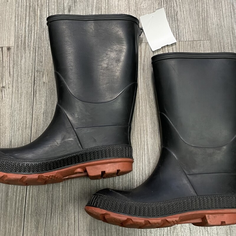 Black Rain Boots, Black, Size: 12Y