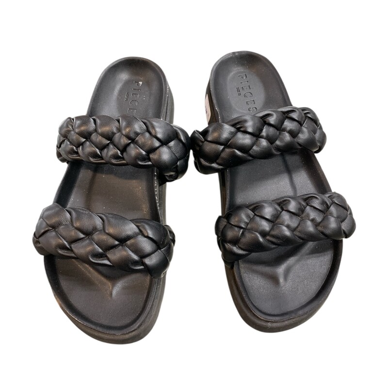 Pieces Sandals D38, Black, Size: 8