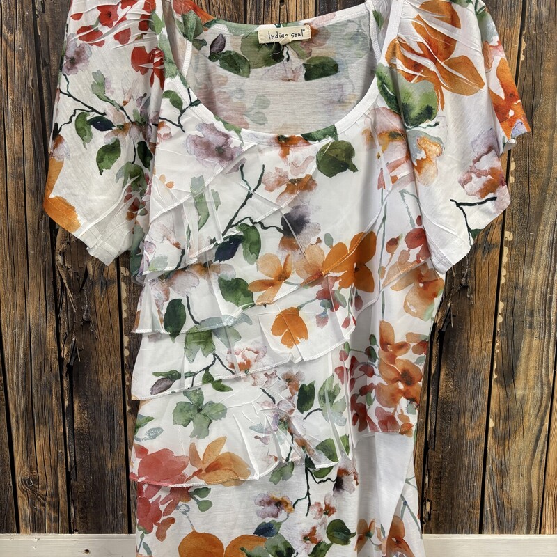White Ruffle Flower Top