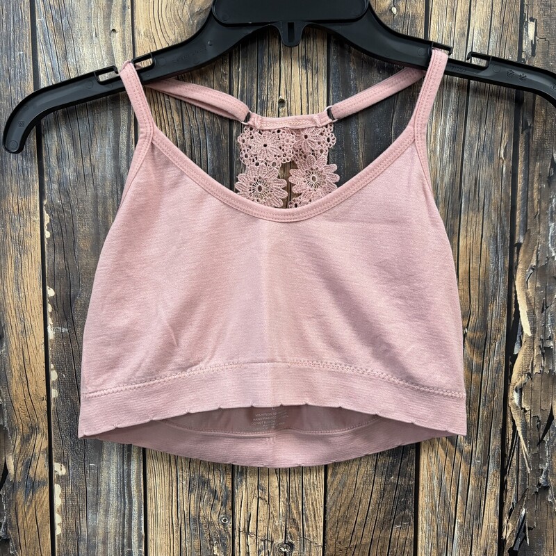 Pink Flower Lace Back Bra, Size: L