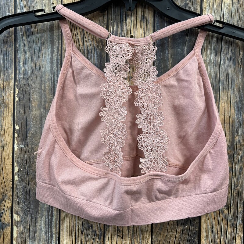Pink Flower Lace Back Bra, Size: L