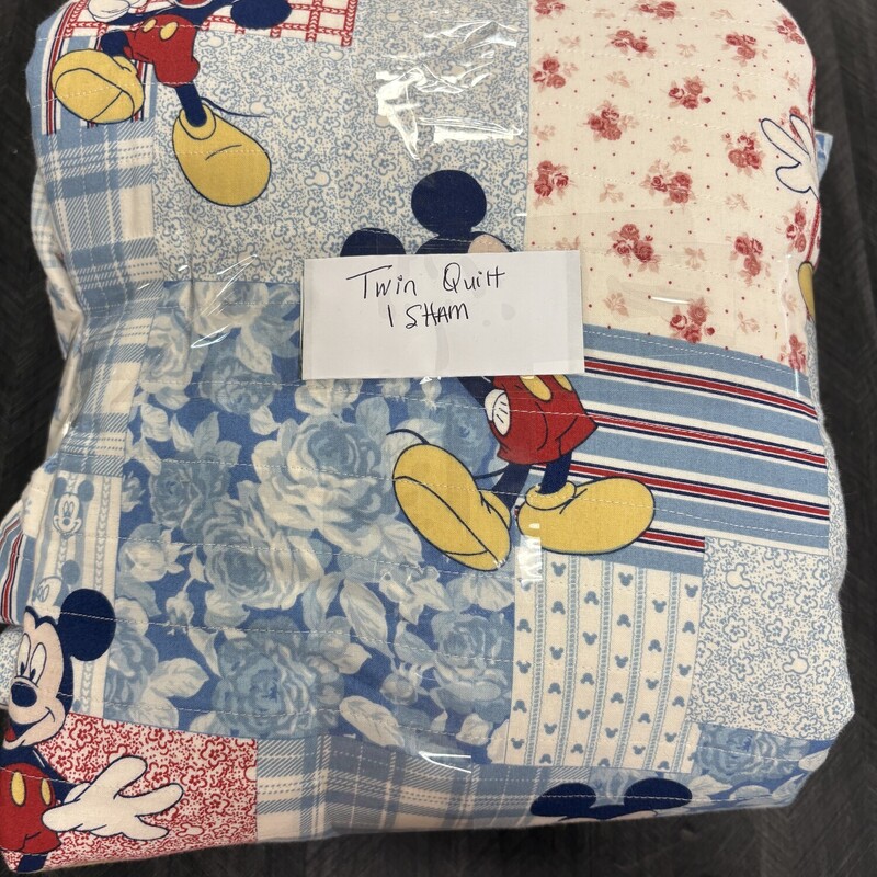Vtg Handmade Mickey Quilt