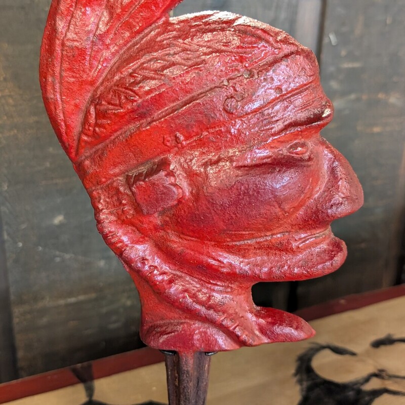 Antique Cast Iron Bust, American Indian<br />
6w x 14h
