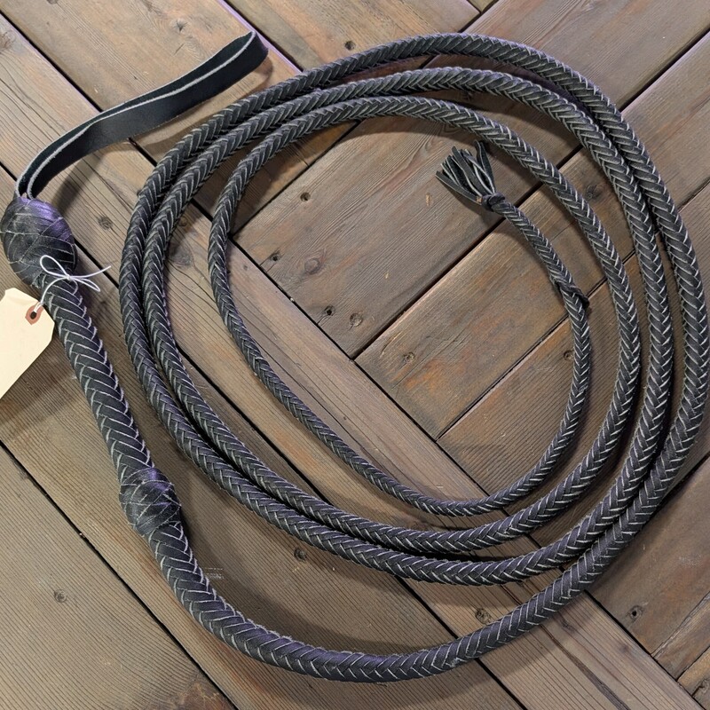 Leather Bullwhip, Plaits, Black
14ft long
