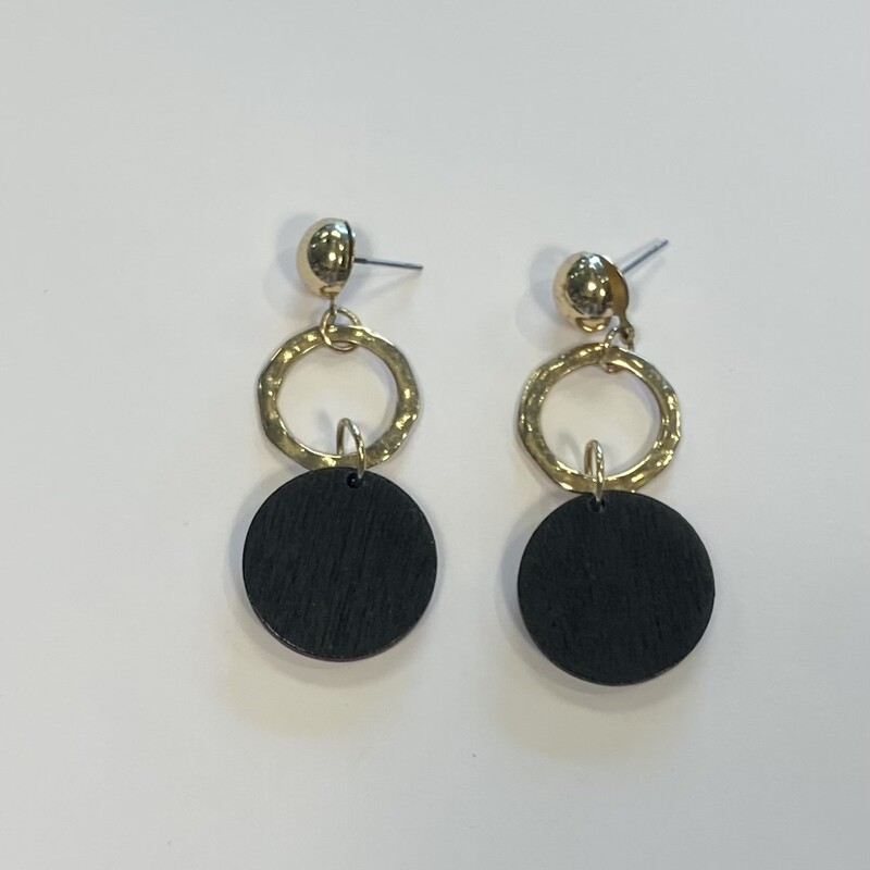 Gd/B Wood Circle Earring