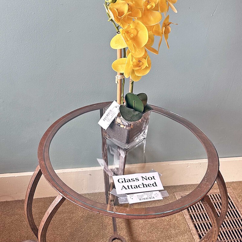 Rd Iron/Glass Side Table