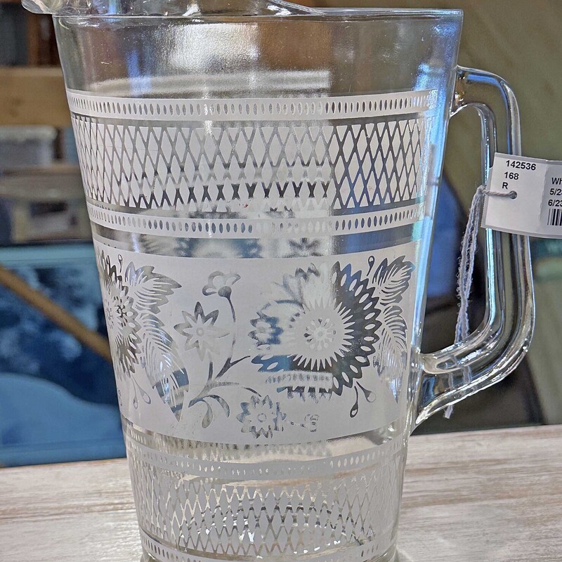 White Floral Pitcher
 9 x.5.5