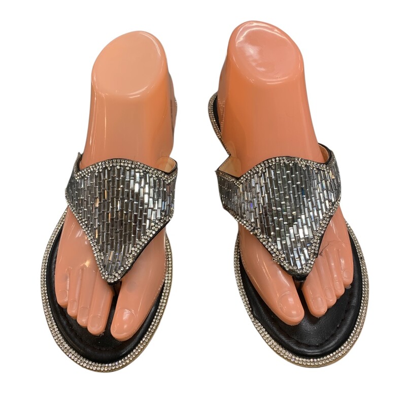 Italina, Blk/slvr, Size: 7.5