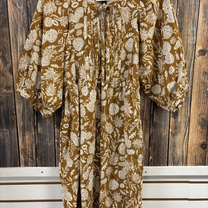 Mustard Floral Dress, Size: S