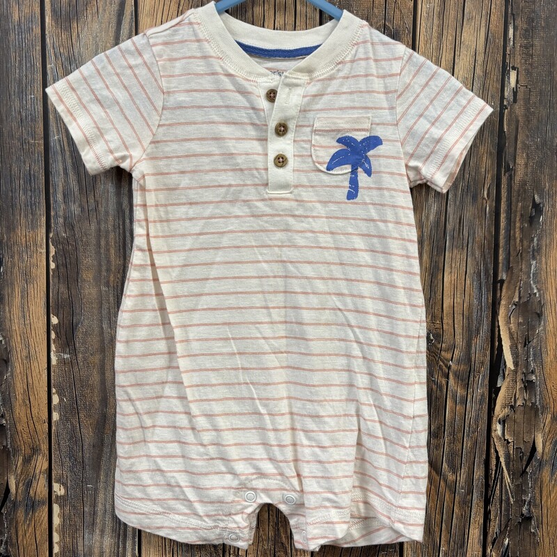 Striped Palm Tree Romper, Size: 6 M