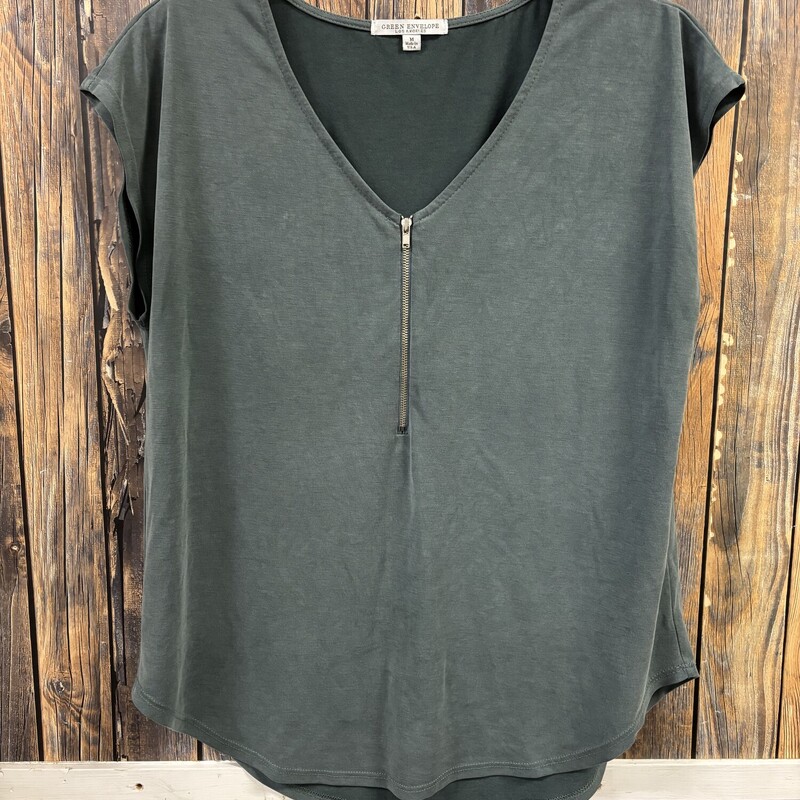 Sage Green Zipper Top, Size: M