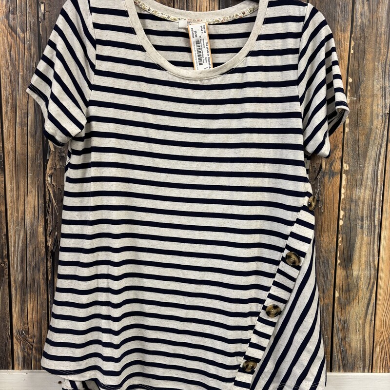 Blue Stripe Button Top