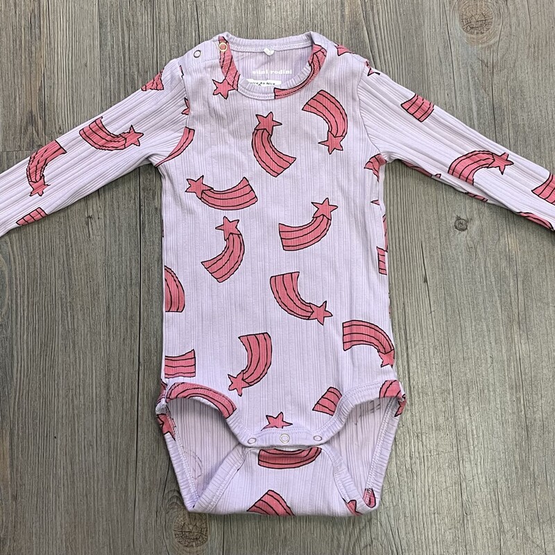 Mini Rodini Onesie LS, Lavander, Size: 6-12M