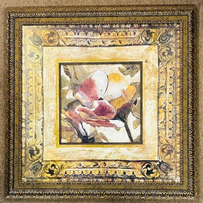Ornate Matted Floral Art