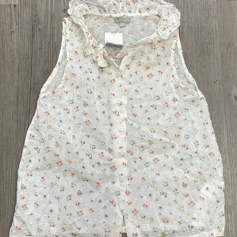 COCONUT Sleevless Top, Floral, Size: 13-14Y