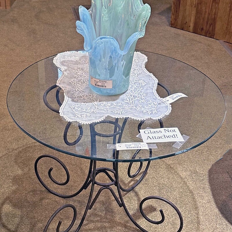 Glass Top Iron Base Table