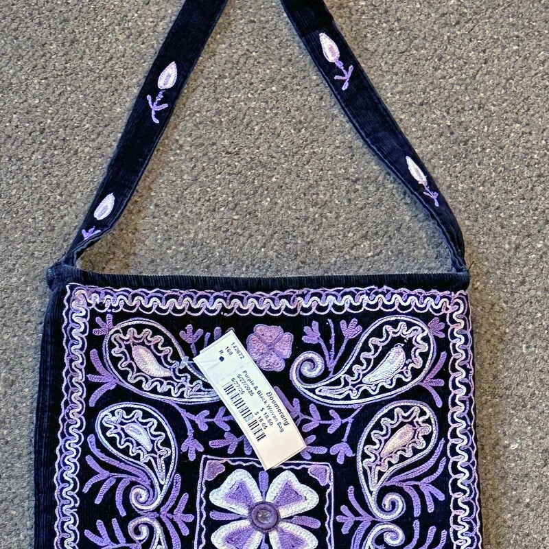 Purple & Black Woven Bag