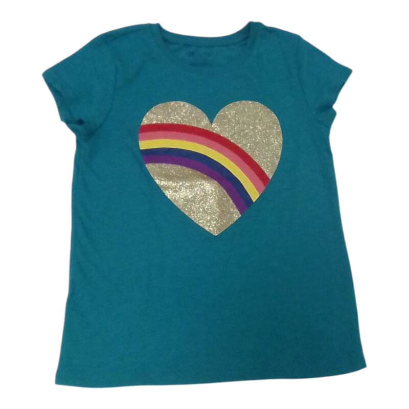 Shirt: Teal Heart Rainbow