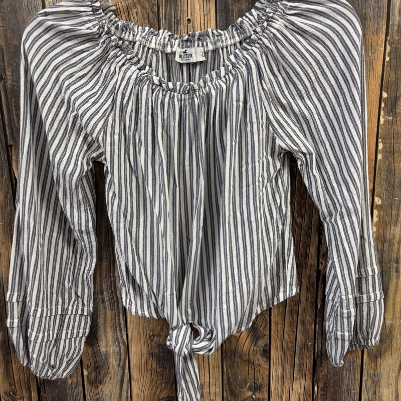 White & Blue Tie Top, Size: S