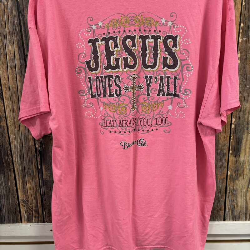 Pink Jesus Loves Yall Tee, Size: XL