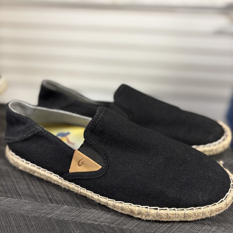 Black Burlap Olukai Shoes