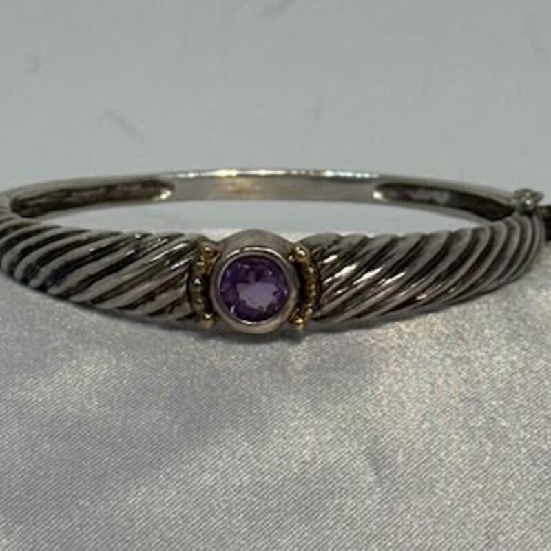 925 Amethyst Ribbed Cuff