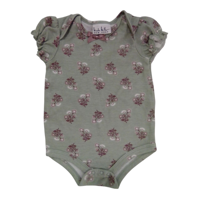 Onesie: Green W Flowers