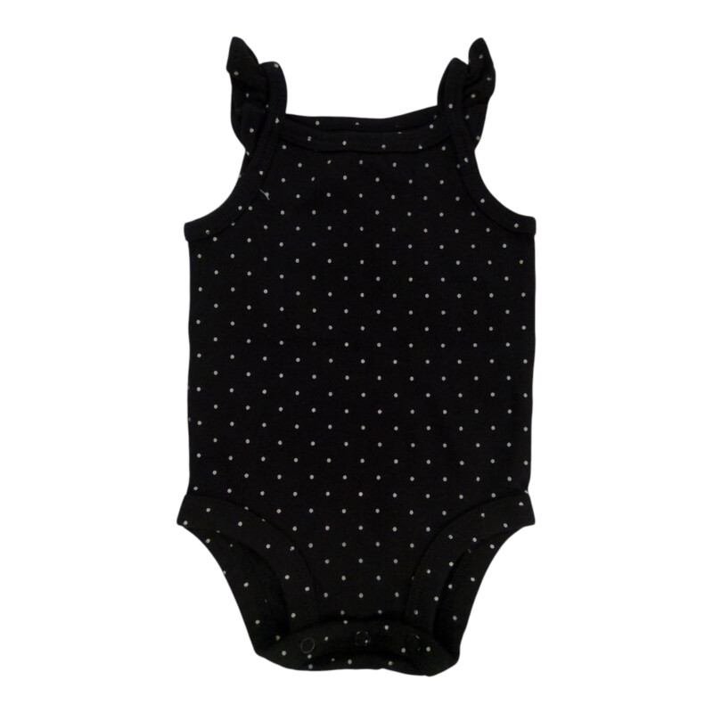 Tank Onesie: Black W Dots