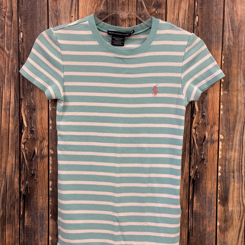 Blue & White Stripe Polo, Size: S