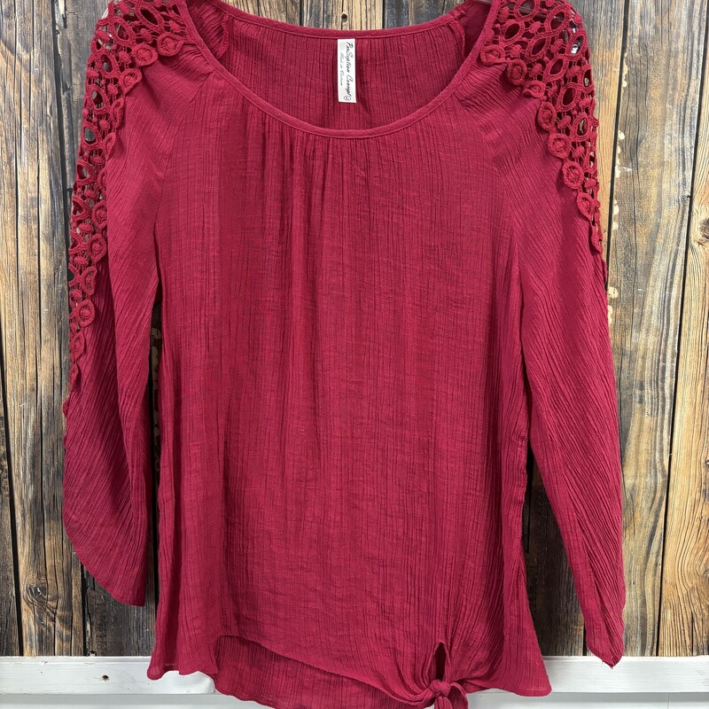 Red Crochet Shoulder Top, Size: L