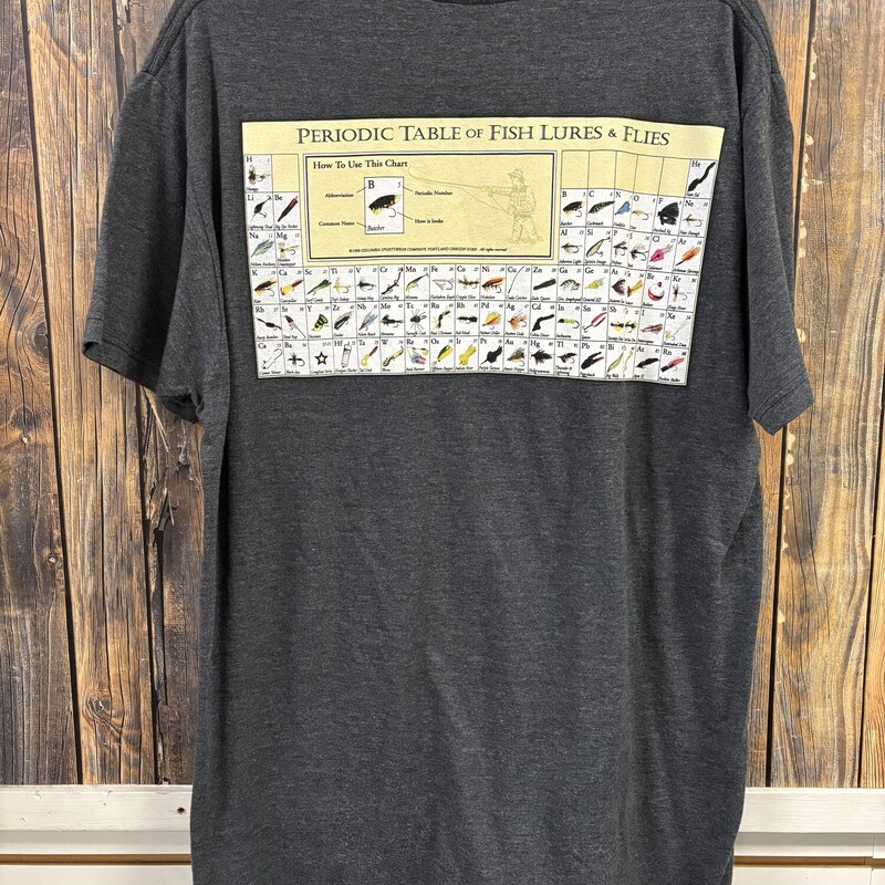 Grey Columbia Fishing Lure Tee, Size: L