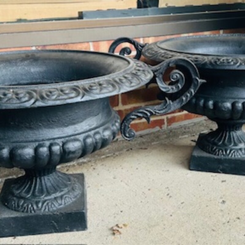 2 Cast Iron Outdoor Urns